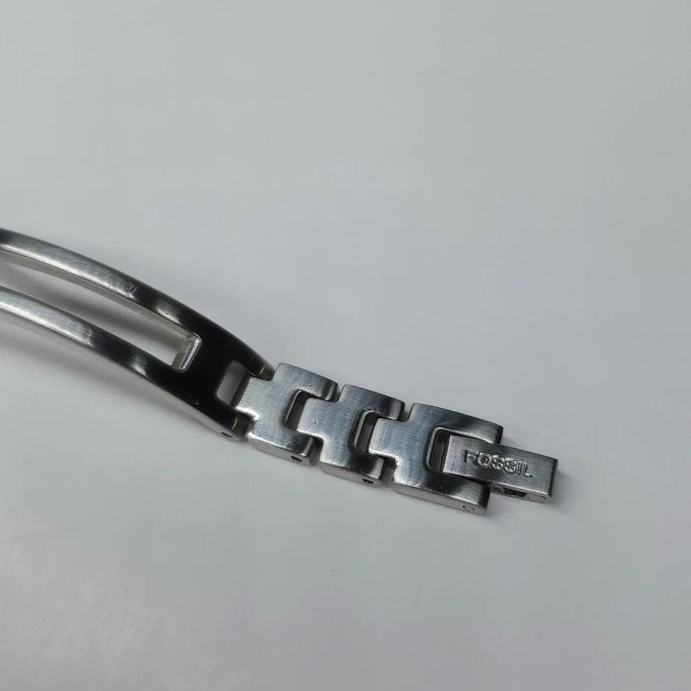 Vintage Fossil Watch ES9768 Big Tic Silver Metal Wristband